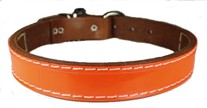 1 inch wide DF Reflective Leather Dog Collar