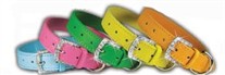 3/4 in Leather Collar with Crystal Buckle