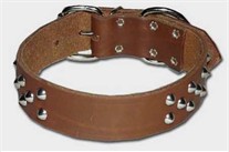 1.5 inch wide Front D Cone Stud<br> Leather Dog Collar