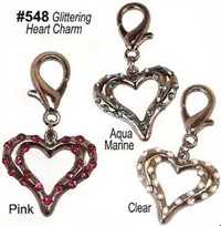 Glittering Heart Charms