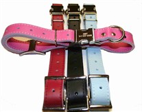 Engraved Buckle Leather Collar (adjusts 16 to 19 inches)
