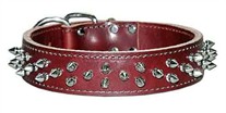 1-1/2 inch wide Leather Spiked Dog Collar