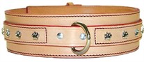 Wide Jumbo Leather Dog Collar with Paws