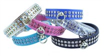 2 Row Rhinestones Vinyl Collar 3/4 in wide