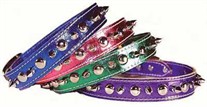 1 Inch Wide Metallic Leather Spike Collars