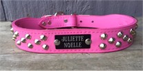 Pink Leather Collar with Studs