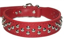 Red Leather Collar with Studs
