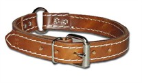 Ring-in-Center Two-Ply Leather Dog Collar 3/4 Inch Wide