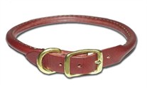 Round Latigo Leather Dog Collar 1 Inch Wide