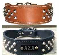 Wide Leather Dog Collar with Studs